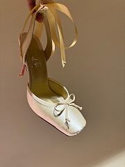 Okify Christian Louboutin Cassia Lace Up Blush Crepe Satin Heels In Beige 11cm - 2