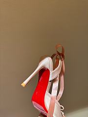 Okify Christian Louboutin Cassia Lace Up Blush Crepe Satin Heels In Pink 11cm - 2