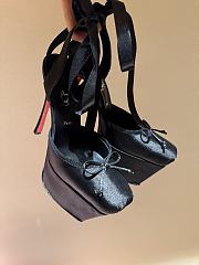 Okify Christian Louboutin Ballerina Satin Heels In Black 15.5cm - 1