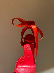 Okify Christian Louboutin Ballerina Satin Heels In Red 15.5cm - 4