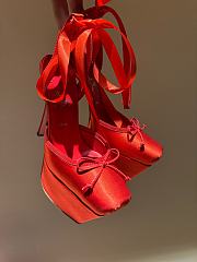 Okify Christian Louboutin Ballerina Satin Heels In Red 15.5cm - 1