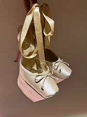 Okify Christian Louboutin Ballerina Satin Heels In Beige 15.5cm - 1