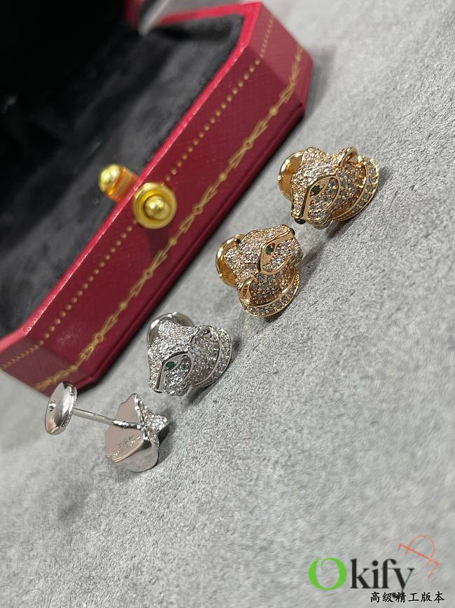 Okify Cartier Leopard Head Gold/Silver Earrings - 1