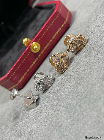 Okify Cartier Leopard Head Gold/Silver Earrings