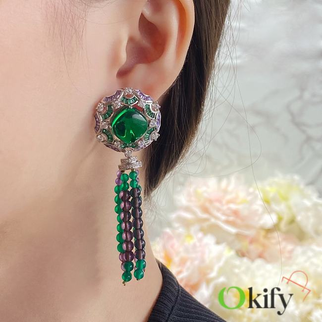 Okify Bvlgari precision tassel emerald earrings - 1