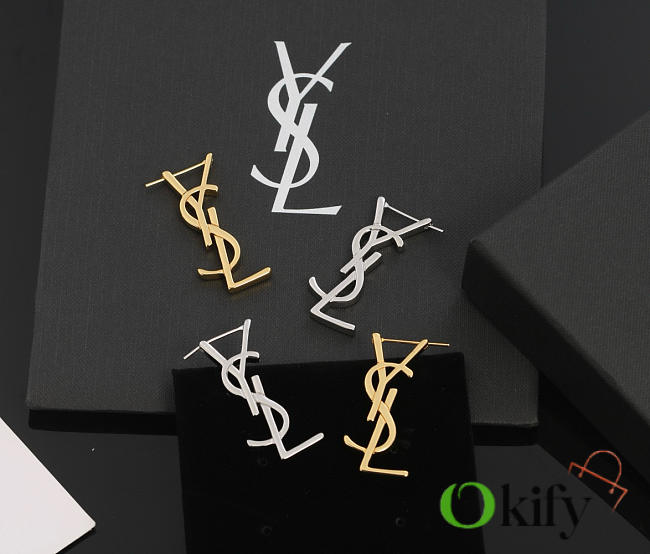 Okify YSL Gold/Silver Patent Earrings 20925 - 1