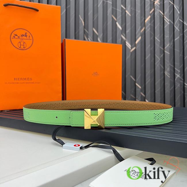 Okify Hermes Swift Epsom Green Belt 24mm 20961 - 1