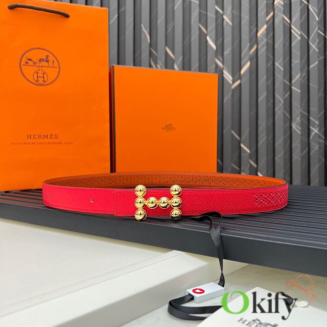 Okify Hermes Swift Epsom Bubbles H Red Belt 24mm - 1