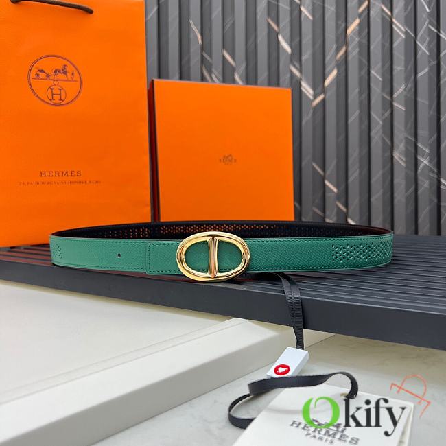 Okify Hermes Swift Epsom Green Belt 24mm 20963 - 1