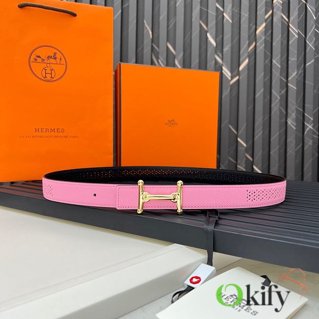 Okify Hermes Swift Epsom Mors H Pink Belt 24mm  - 1