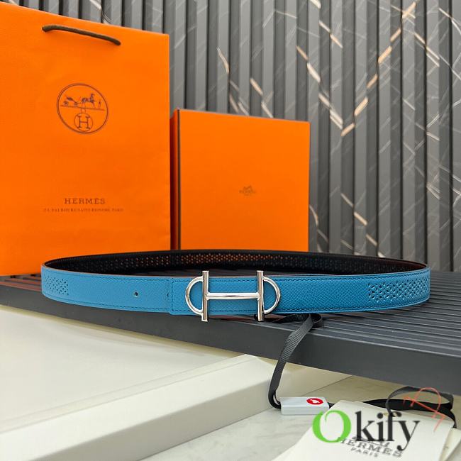 Okify Hermes Swift Epsom Blue Belt 24mm - 1