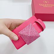 Okify Valentino Pyramid Diamond Buckle Belt In Full Dark Pink 4cm - 2