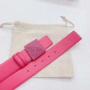 Okify Valentino Pyramid Diamond Buckle Belt In Full Dark Pink 4cm - 4