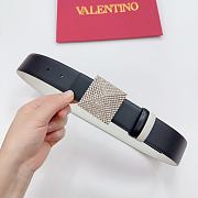 Okify Valentino Pyramid Diamond Buckle Belt In Black 4cm - 1