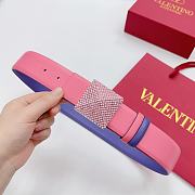 Okify Valentino Pyramid Diamond Buckle Belt In Pink And Purple 4cm - 1