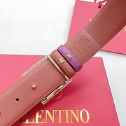 Okify Valentino Pyramid Diamond Buckle Belt In Purple And Brown 4cm - 3