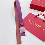 Okify Valentino Pyramid Diamond Buckle Belt In Purple And Brown 4cm - 5