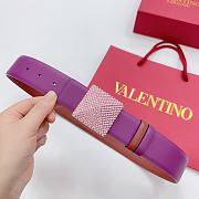 Okify Valentino Pyramid Diamond Buckle Belt In Purple And Brown 4cm - 1