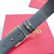 Okify Valentino Pyramid Diamond Buckle Belt In Black 4cm - 5