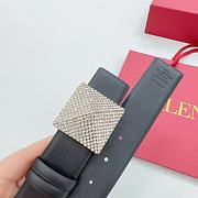 Okify Valentino Pyramid Diamond Buckle Belt In Black 4cm - 4