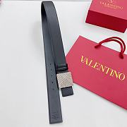 Okify Valentino Pyramid Diamond Buckle Belt In Black 4cm - 2