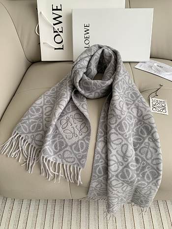 Okify Loewe Cashmere Anagram Grey Gray Scarf 