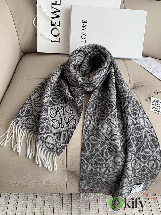 Okify Loewe Cashmere Anagram Black Scarf  - 1