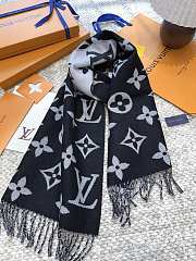 Okify Louis Vuitton Wool Black And Grey Gray Scarf 186x34cm - 3