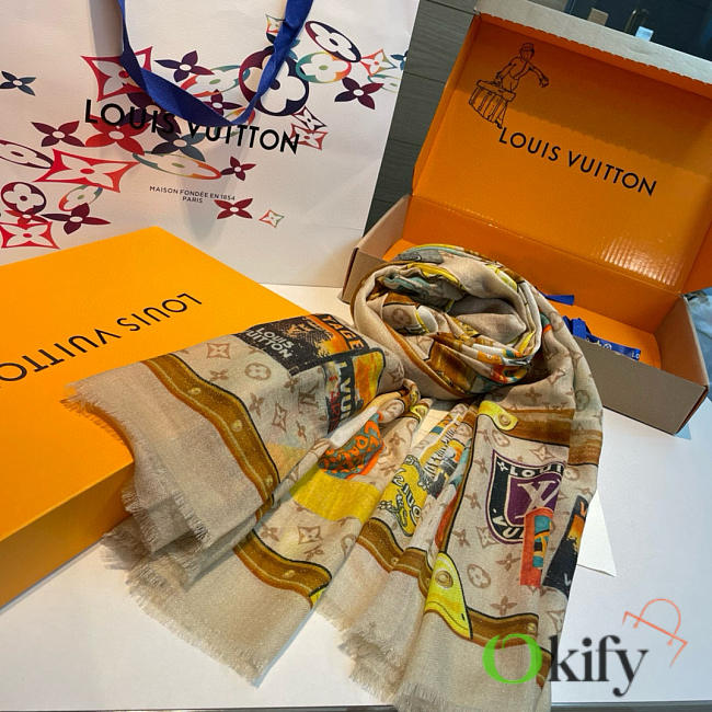 Okify Louis Vuitton Multicolor Cashmere Scarf 110x200cm - 1