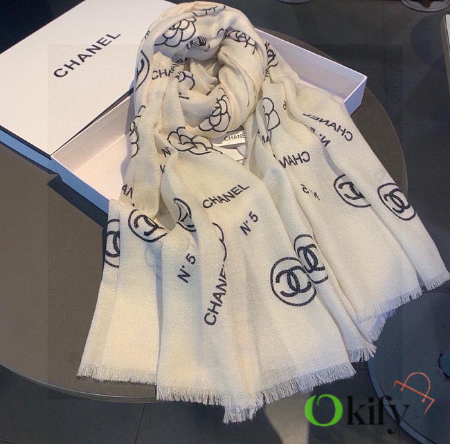 Okify CC White Cashmere Scarf 105x200cm - 1