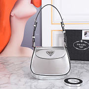 Okify Prada Cleo brushed leather mini bag in silver 17x14.5x3cm  - 1