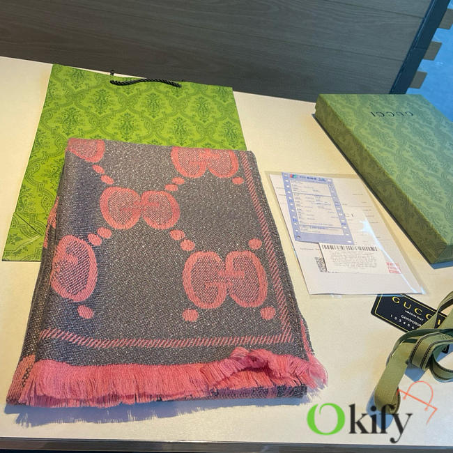 Okify Gucci Pink Wool Scarf 45x190cm  - 1