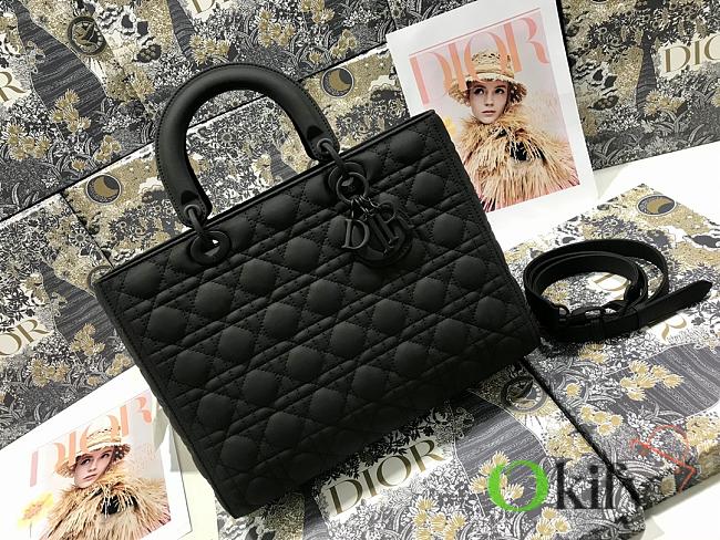 Okify Dior Lady Full Black Matte Seven Grid Bag 32x25x11cm - 1