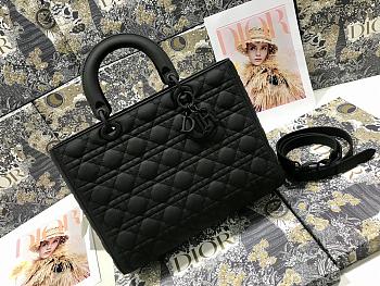 Okify Dior Lady Full Black Matte Seven Grid Bag 32x25x11cm