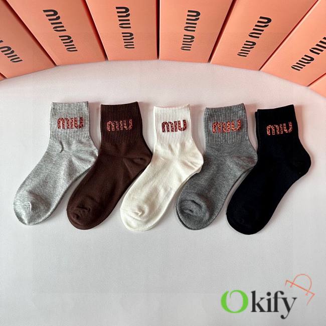 Okify MiuMiu Set 5 Pairs Of Socks 21047 - 1