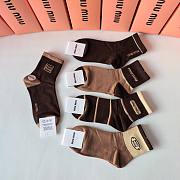 Okify MiuMiu Set 5 Pairs Of Brown Socks 21048 - 4