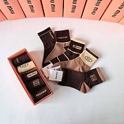 Okify MiuMiu Set 5 Pairs Of Brown Socks 21048 - 3