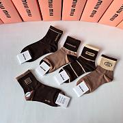 Okify MiuMiu Set 5 Pairs Of Brown Socks 21048 - 2