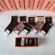 Okify MiuMiu Set 5 Pairs Of Brown Socks 21048 - 1