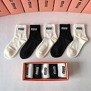 Okify MiuMiu Set 5 Pairs Of Black And White Socks 21049 - 3