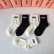 Okify MiuMiu Set 5 Pairs Of Black And White Socks 21049 - 2