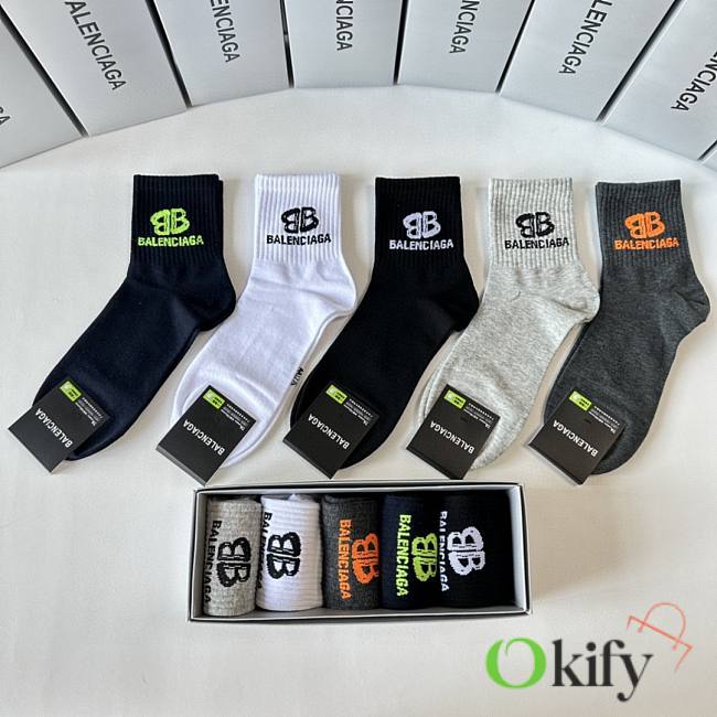 Okify Balenciaga Set 5 Pairs Of Socks 21050 - 1