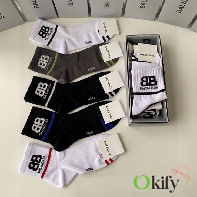 Okify Balenciaga Set 5 Pairs Of Socks 21052 - 1