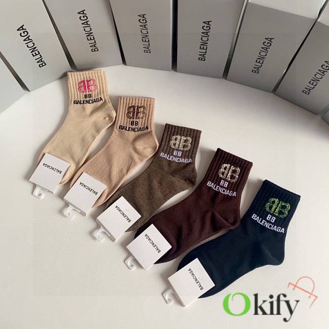 Okify Balenciaga Set 5 Pairs Of Socks 21053 - 1