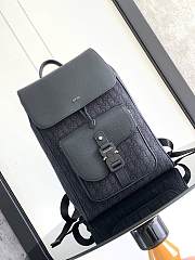 Okify Dior Saddle Backpack with Flap In Black 26.5x40x15cm - 1