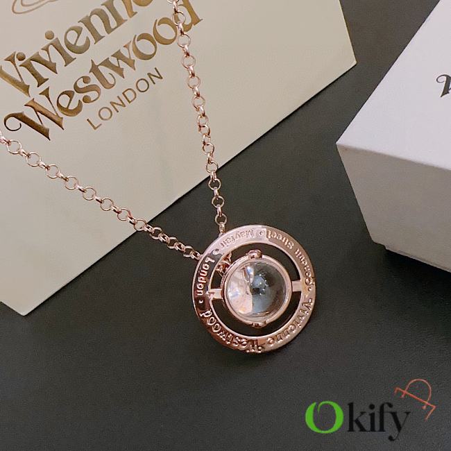 Okify Vivienne Westwood Saturn Rose Gold Necklace  - 1