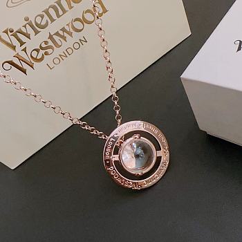 Okify Vivienne Westwood Saturn Rose Gold Necklace 