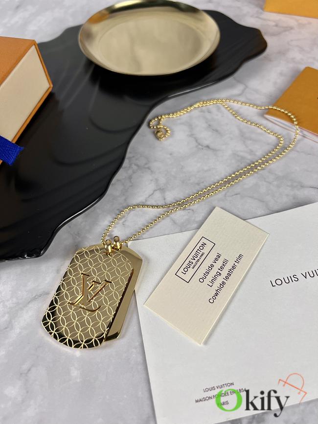 Okify Louis Vuitton Tag Gold Necklace  - 1