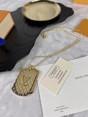 Okify Louis Vuitton Tag Gold Necklace  - 1