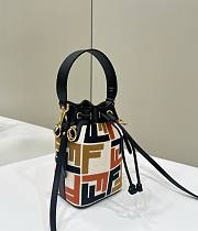 Okify Fendi Mon Tresor Bucket Bag In Orange And Brown 12x18x10cm  - 3